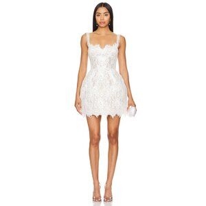 BRONX AND BANCO White Colette Lace Mini Dress | Size M | Bridal